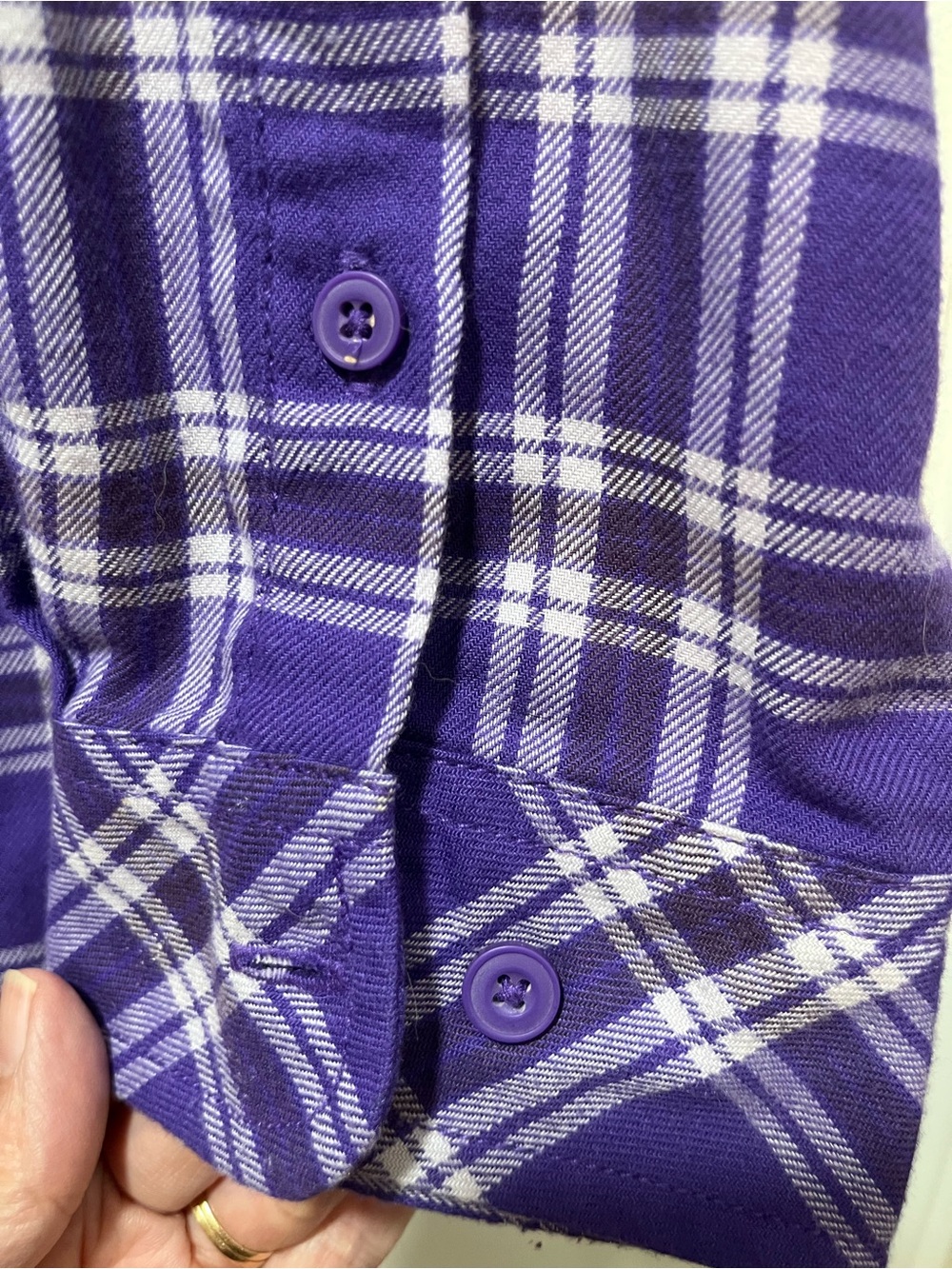 Duluth Trading Co Shirt 2XL Purple Plaid Flannel Button Up Pockets Womens - Picture 4 of 6